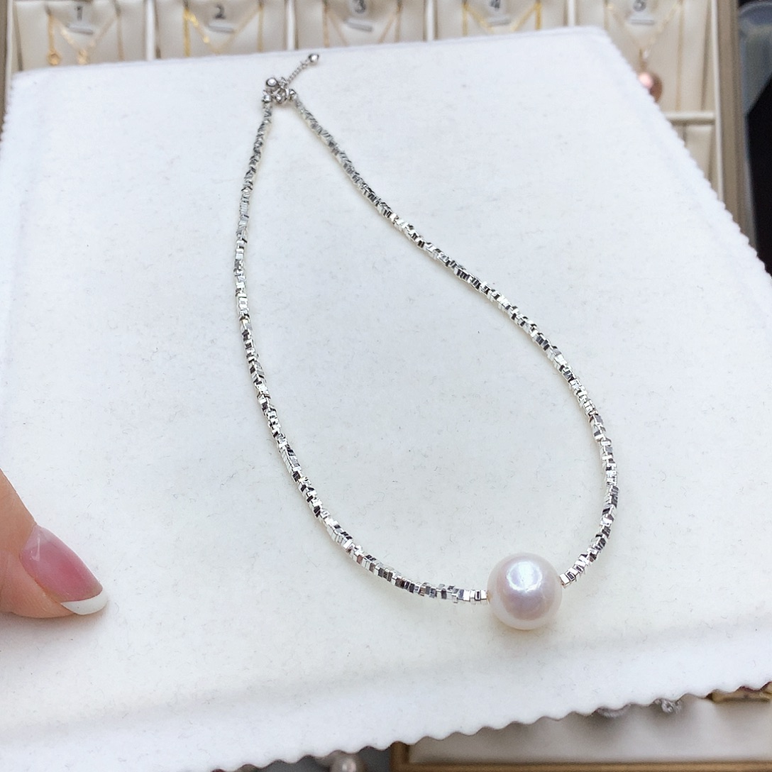 淡水珍珠银S925镶嵌吊坠(赠链)