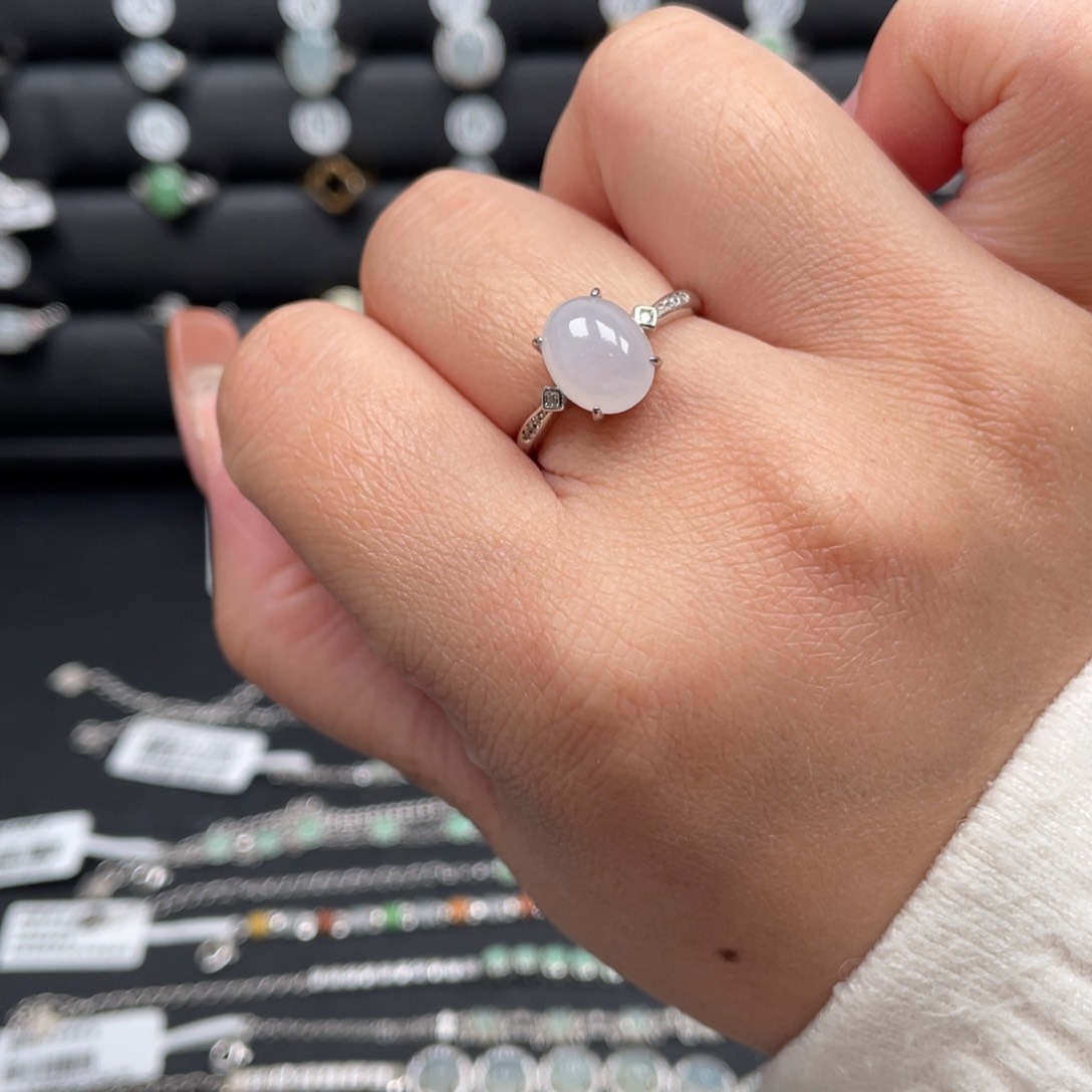 翡翠戒指银S925镶嵌翡翠