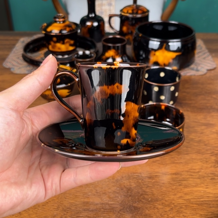 杯玳瑁釉咖啡主人杯托套组