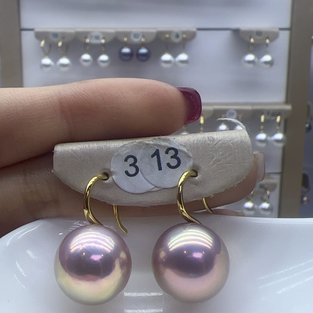 淡水珍珠耳饰18K金镶嵌