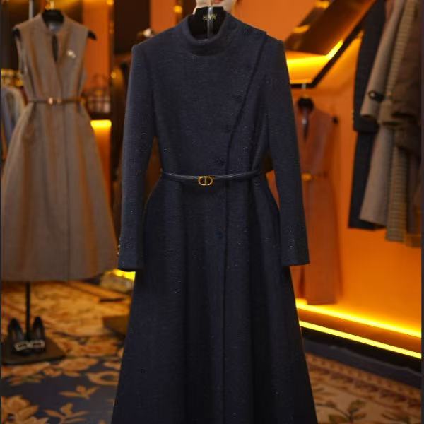 【赫尔温】羊毛款星耀蓝时尚收腰显瘦毛呢大衣DHZFF53539