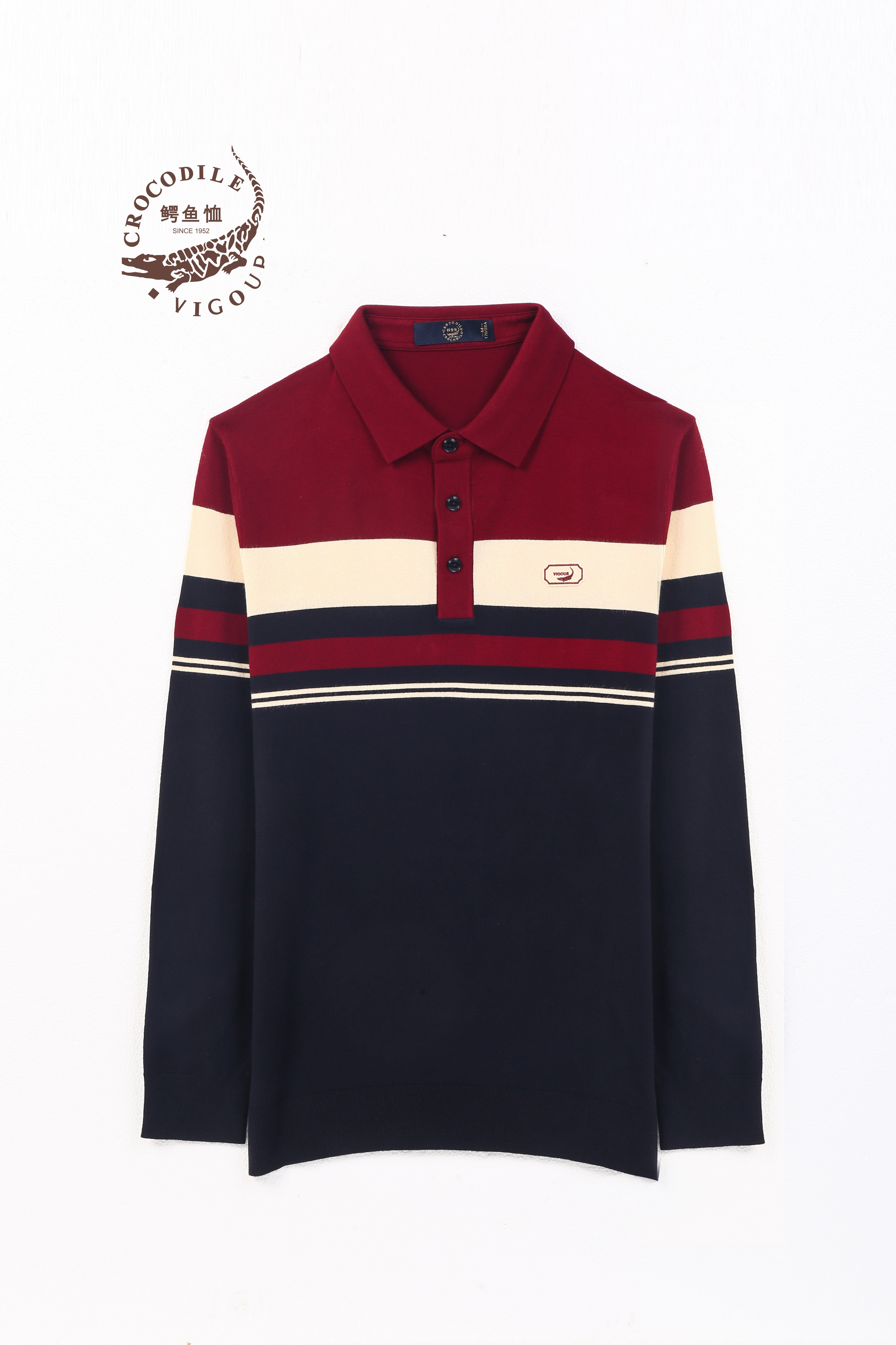 【专柜同款】香港鳄鱼恤25年秋冬款舒适百搭休闲翻领针织衫10779