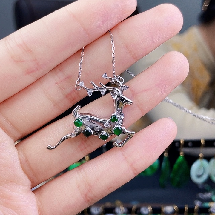 翡翠颈饰银S925镶嵌饰品