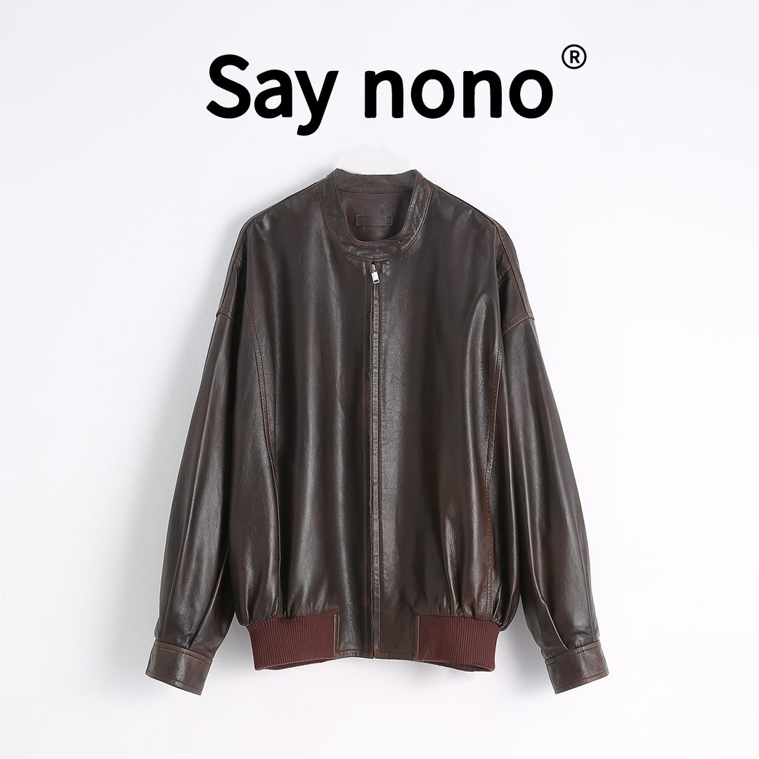 懒猫nono│Saynono 复古擦色＿轻奢气质显瘦定制小羊皮外套/24101