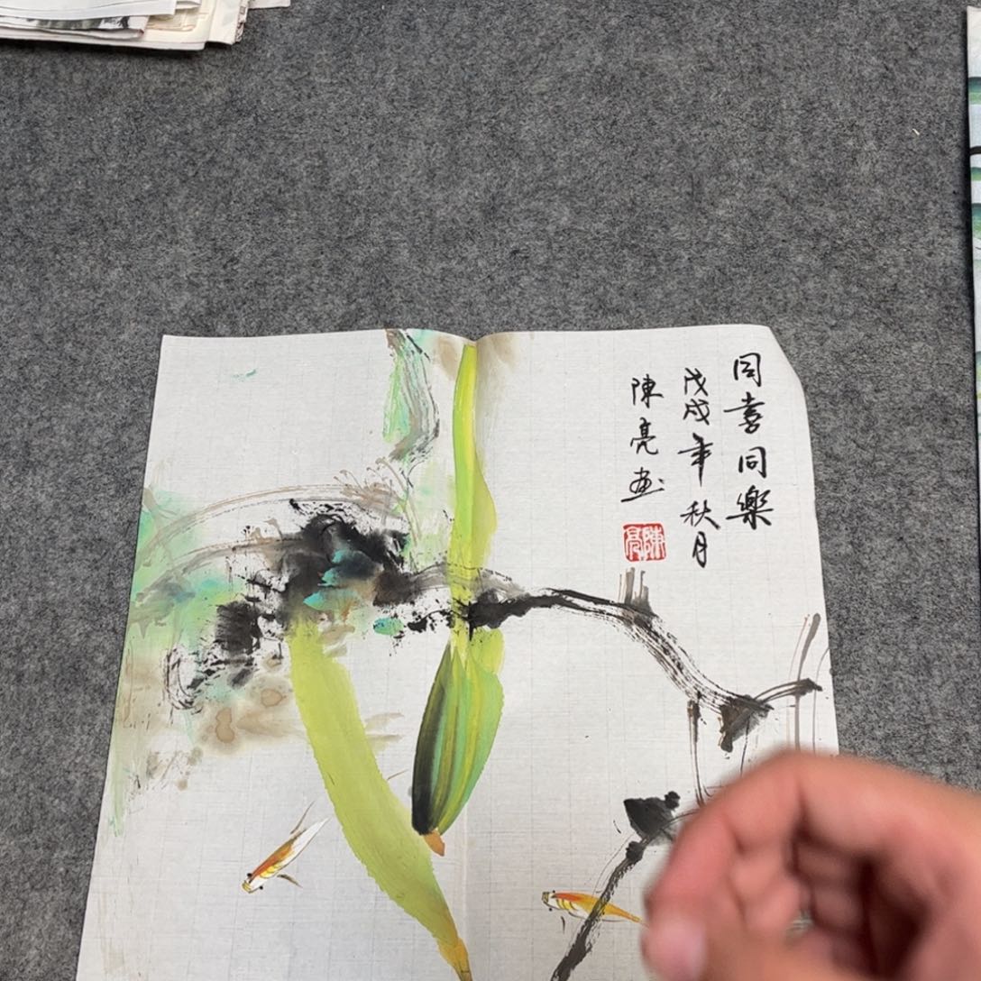 国画12.6纯手绘无边框作品