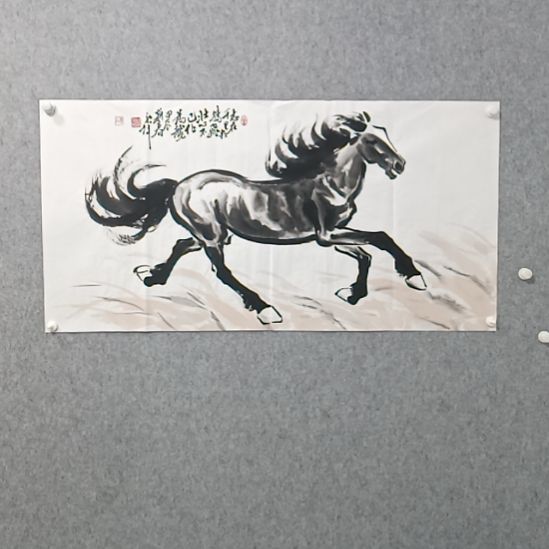 江***流国画手绘国画马到成功