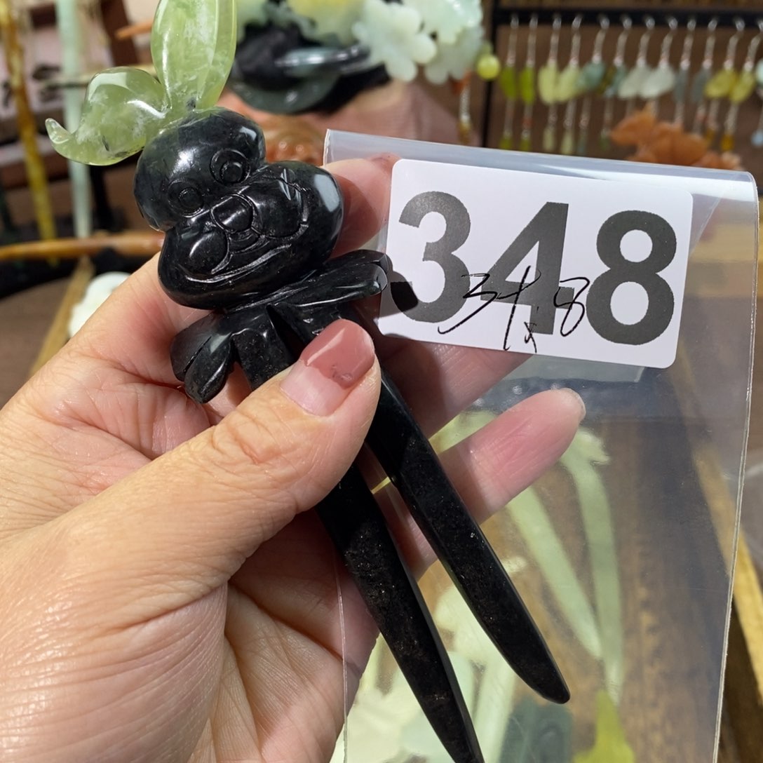 蛇纹石玉玉簪合金云*