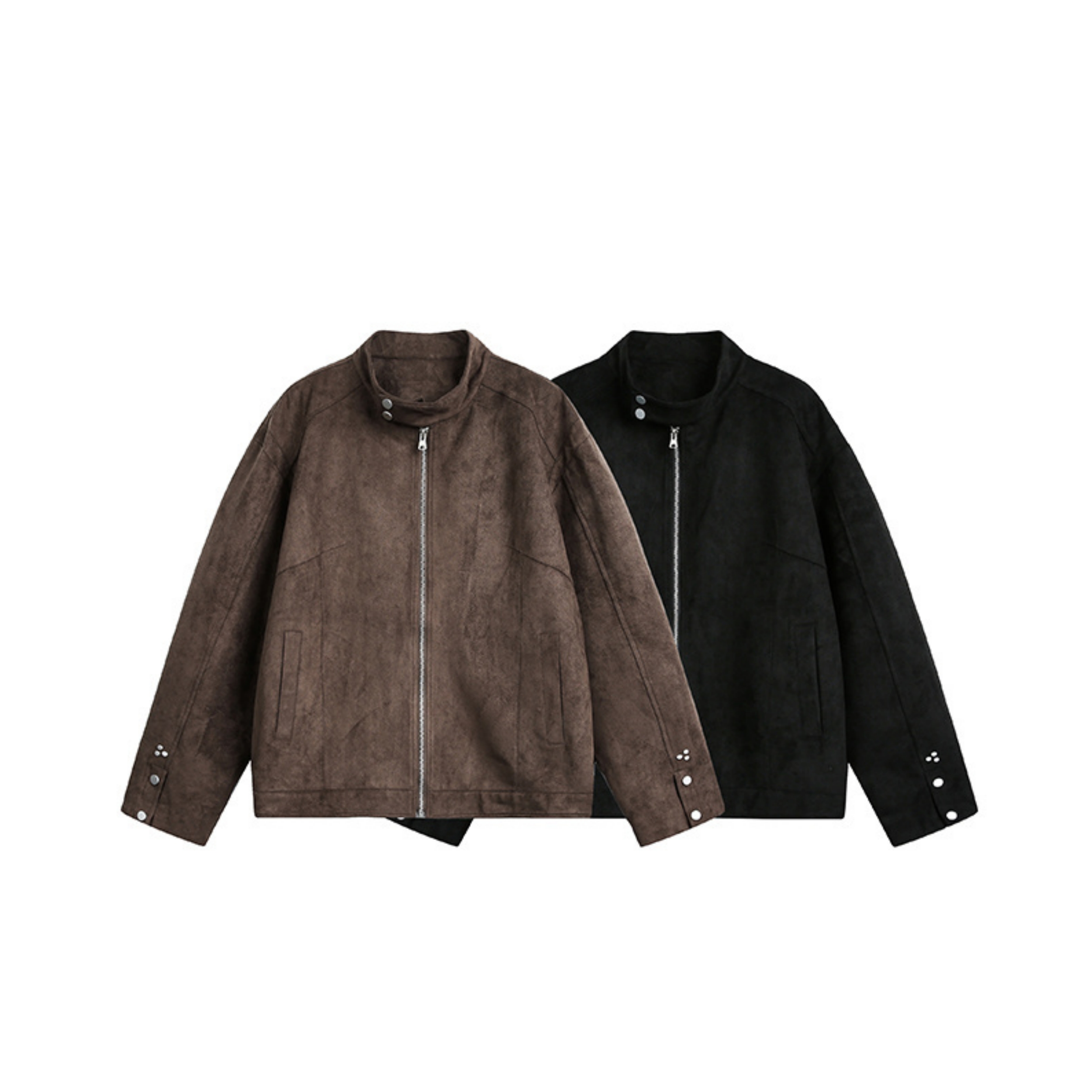  AYPL美式cleanfit摩登复古绒皮立领机车夹克哈灵顿短宽工装外套