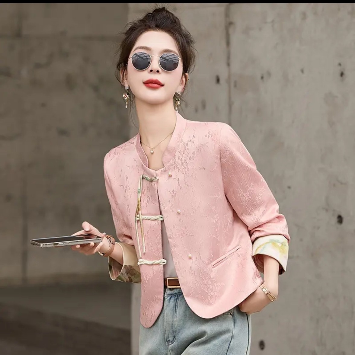 23新中式春季女短外套短款小香风欧美风