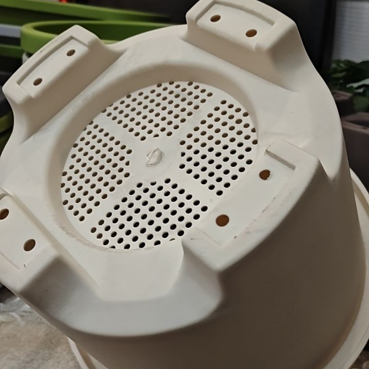 树脂象牙白球根盆外口径26，无拖3个