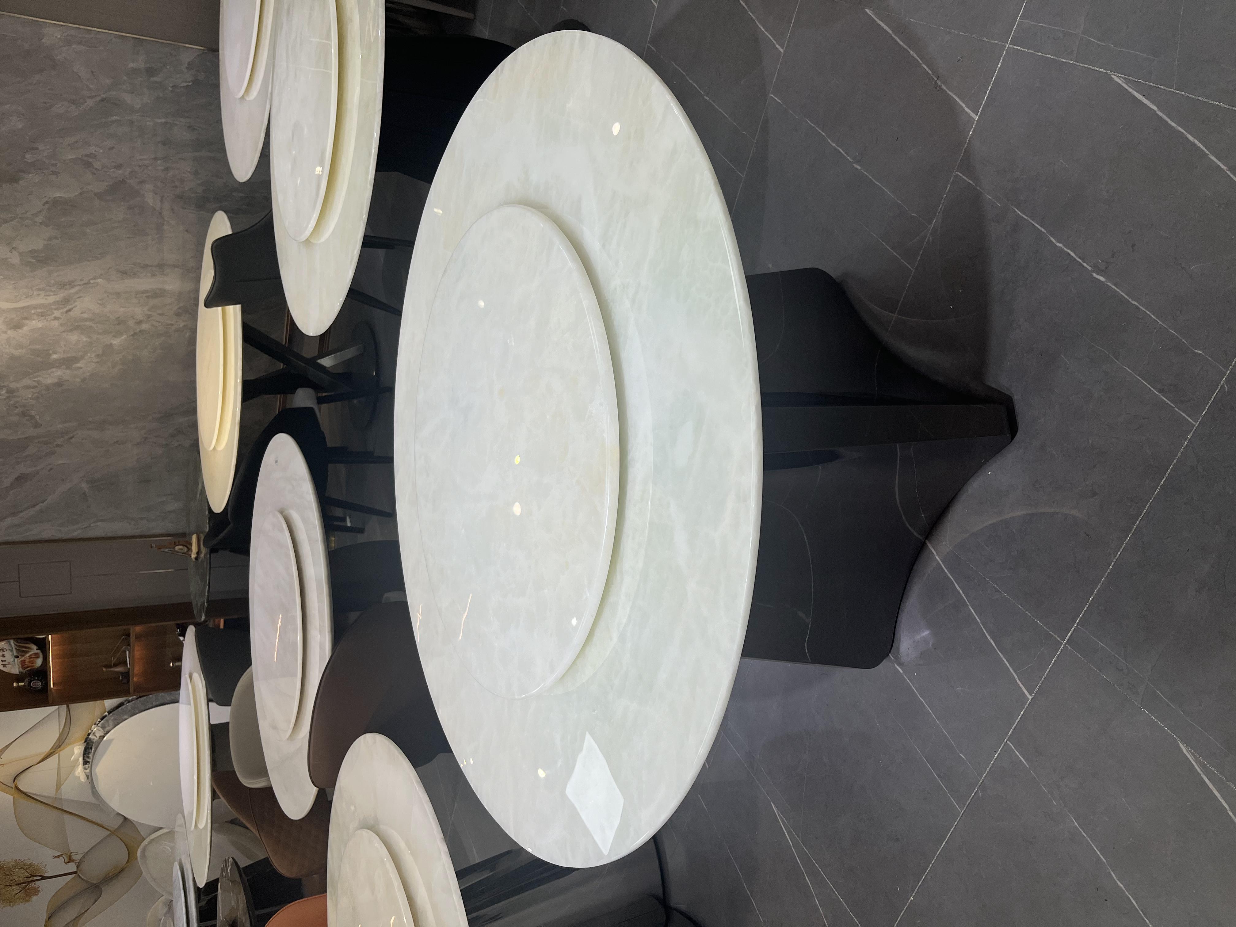 雪域幽兰意式轻奢进口天然长方形奢石餐桌家用天然大理石餐桌饭桌