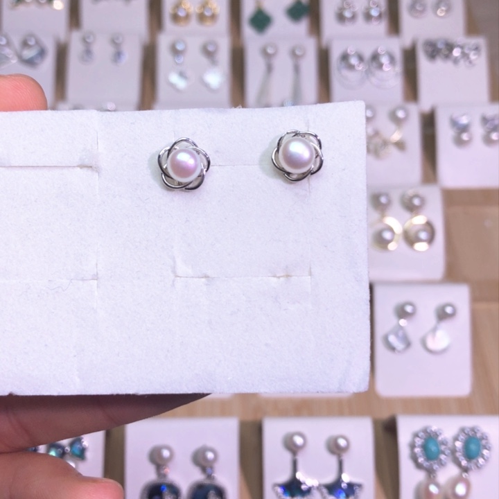 淡水珍珠耳饰银S925镶嵌