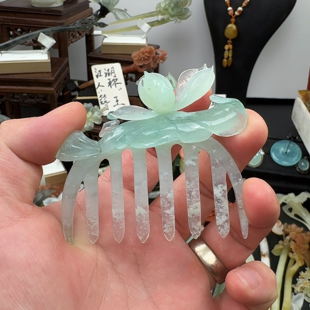 微***合蛇纹石玉未镶嵌发饰