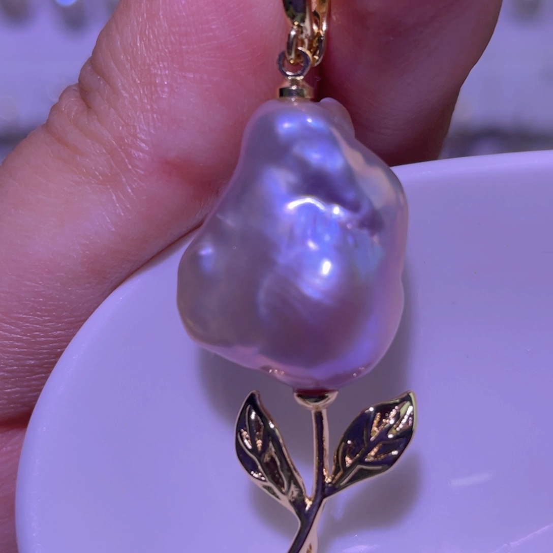 淡水珍珠银S925镶嵌天然淡水珍珠吊坠