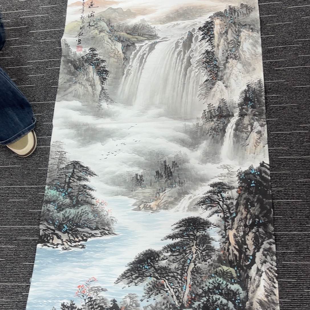 国画国画作品纯手绘加对联