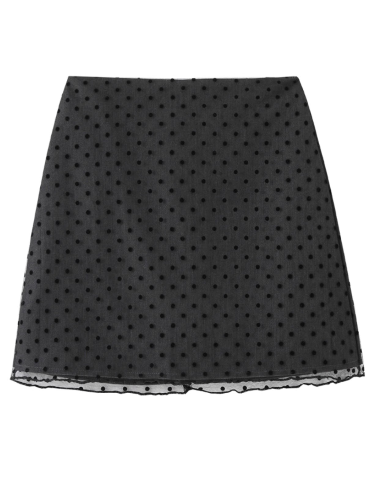 法式小个子灰色西装半裙女2025夏季拼接波点网纱显瘦包臀A字短裙