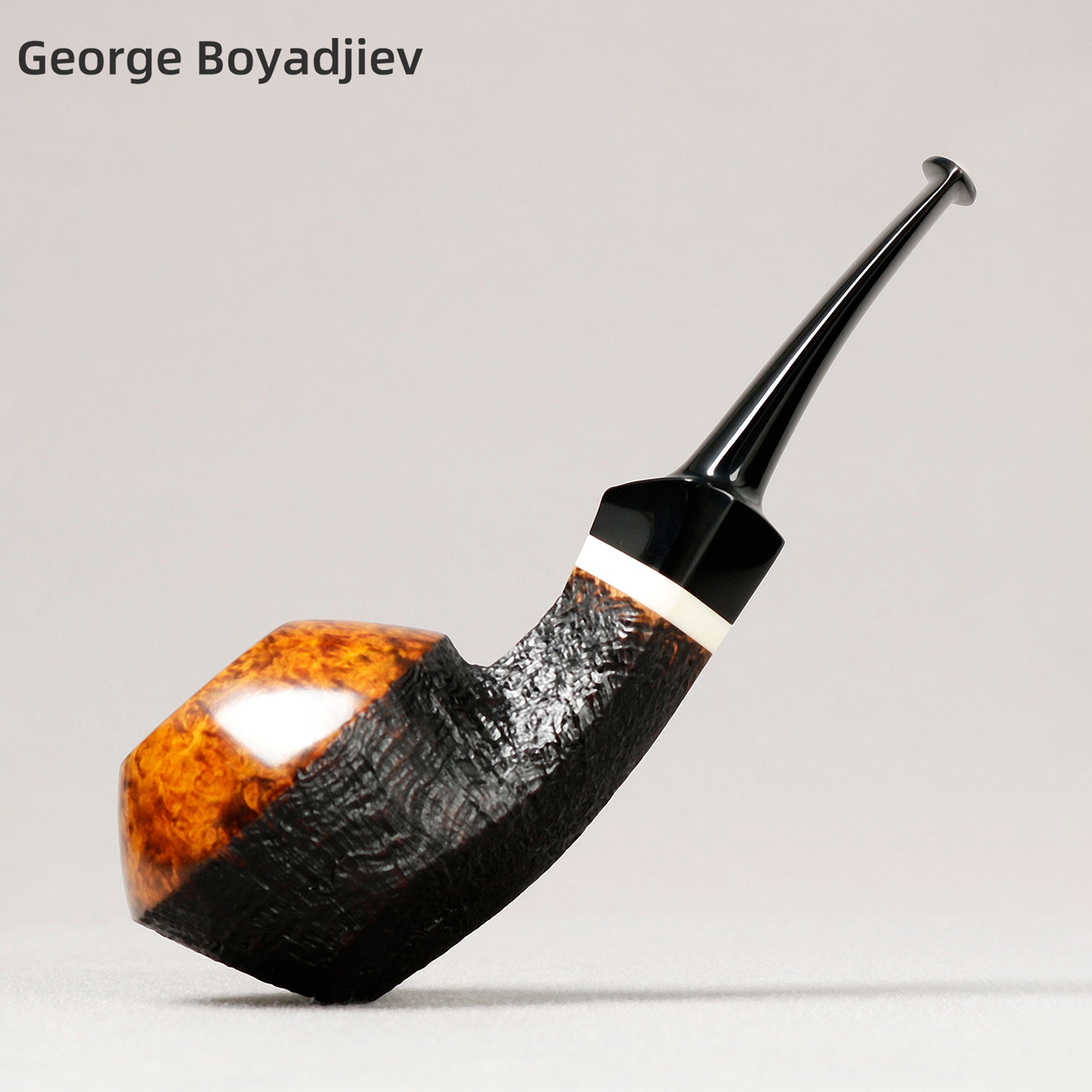 保加利亚 博雅杰夫 半喷砂牛头 斗口光面 RS级3mm 手工石楠木烟斗