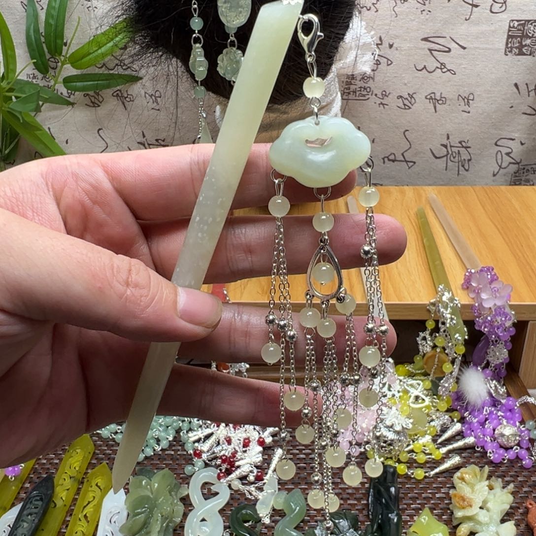 蛇纹石玉合金发饰