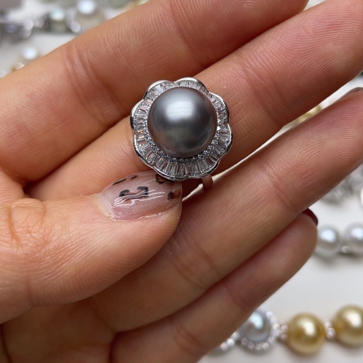 海水珍珠戒指银S925镶嵌