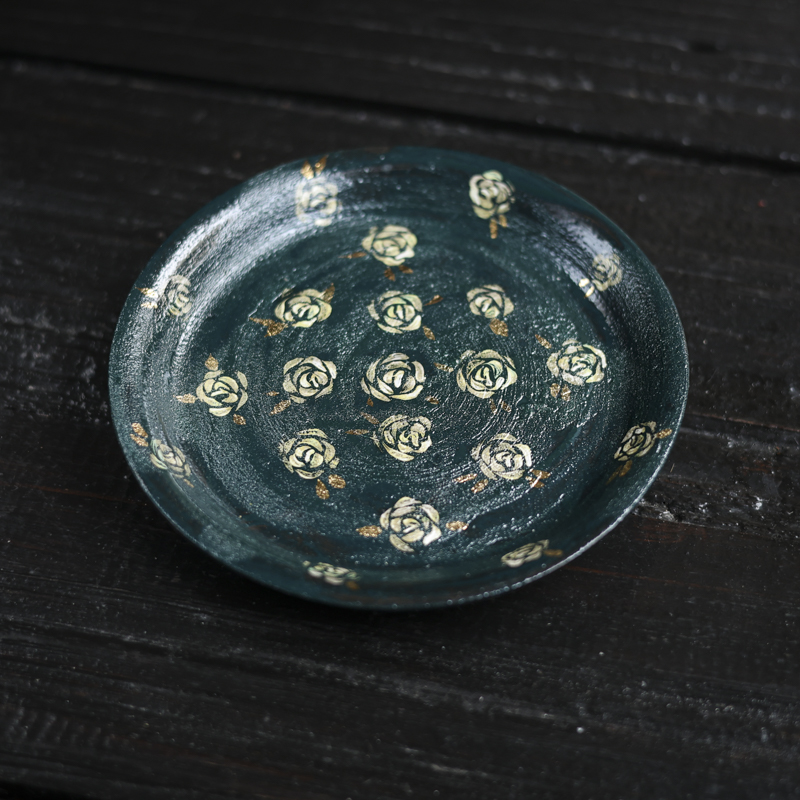 【慕白茶集】炼陶-蕉白轩-玫瑰干泡盘(直径15高2.3)（蕉白S0697）