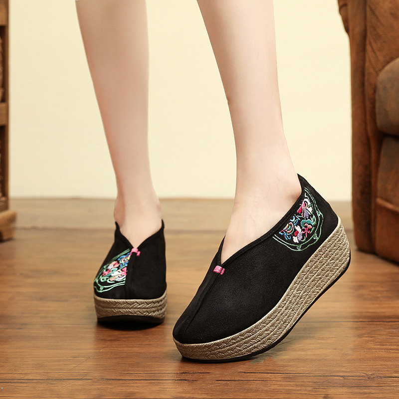 1618-317 样品鞋断码！ 新款麂皮绒国风贵妇女鞋