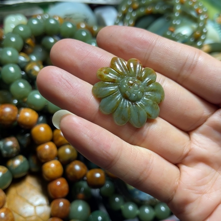 蛇纹石玉合金手链