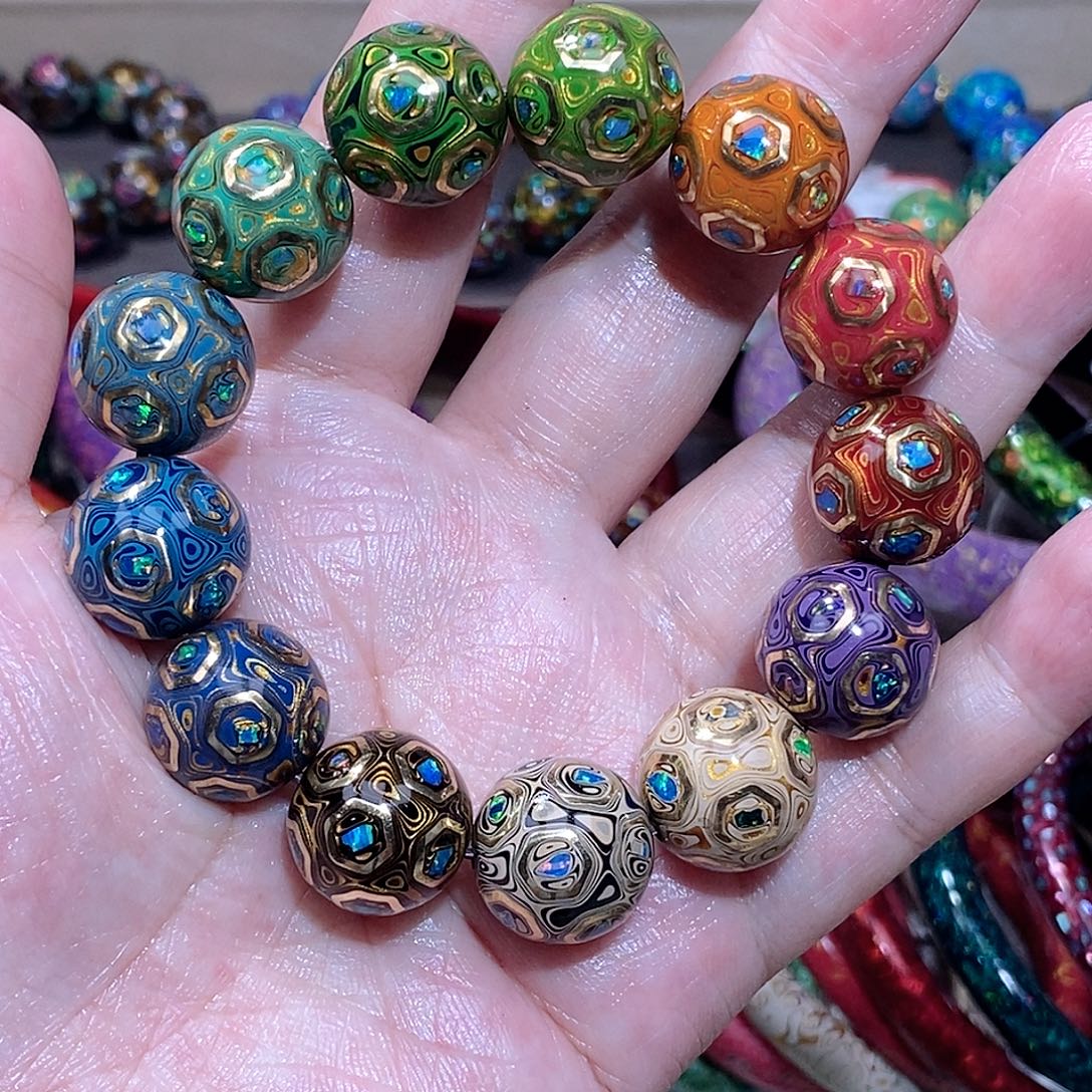 大漆珠双非遗1.5掐丝手串多宝