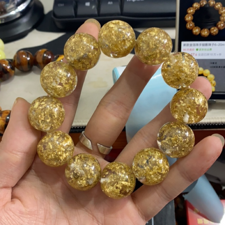  808  卡20金飘花手串