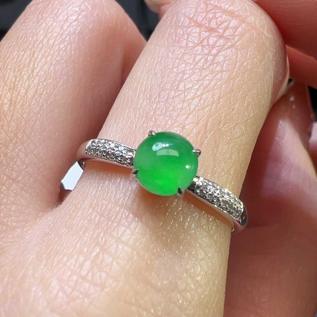 翡翠戒指18K金镶嵌收到货48小时鉴赏期