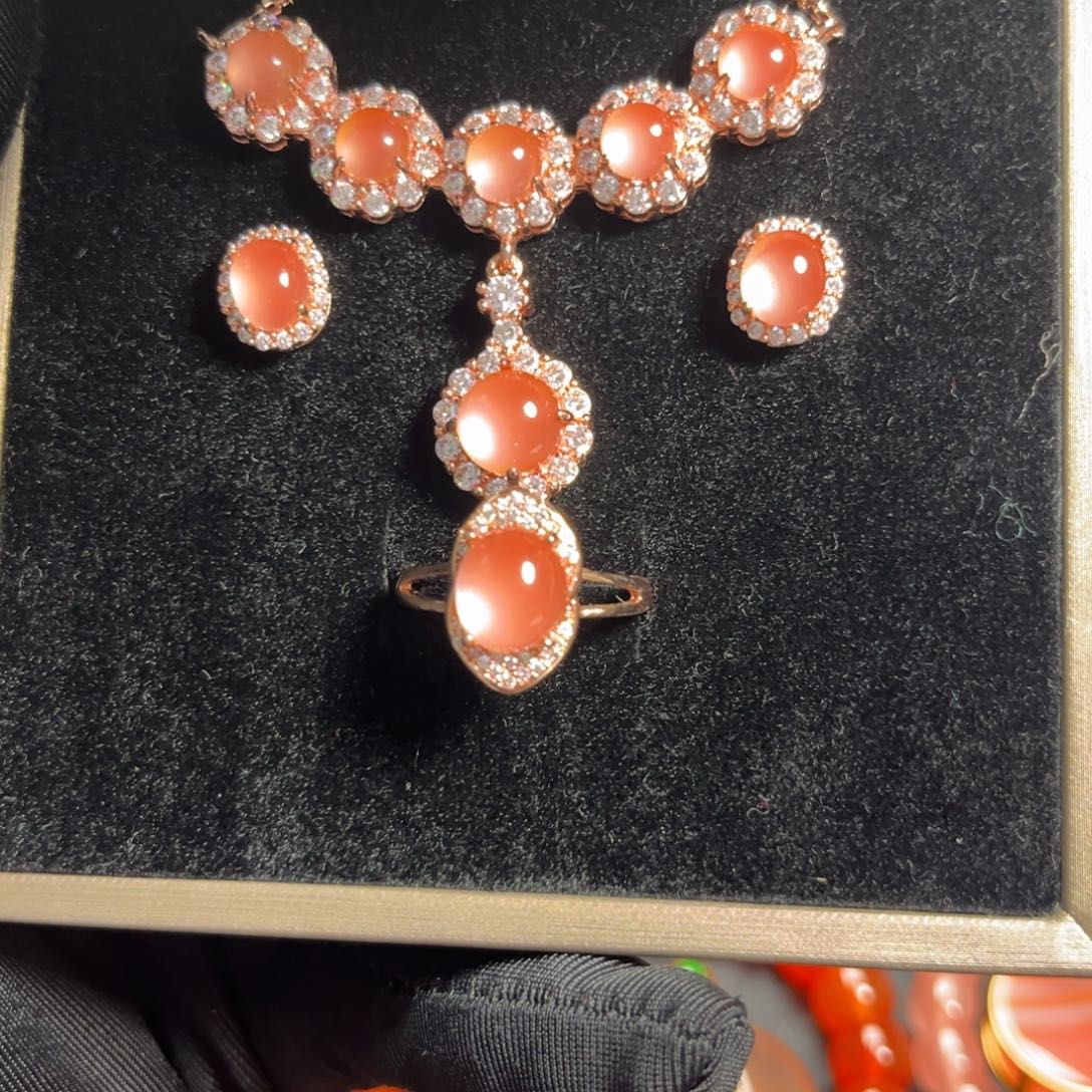 南红玛瑙银S925镶嵌手串