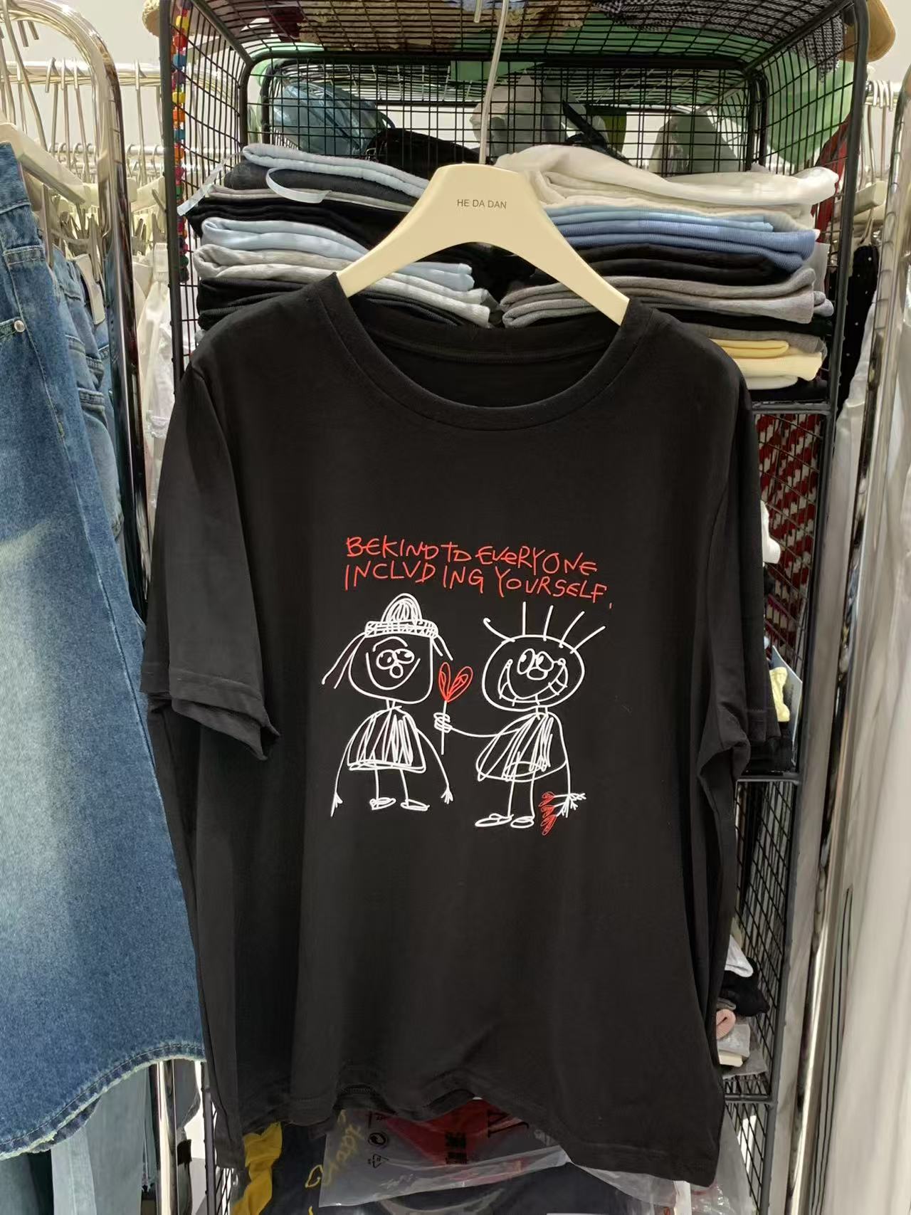 2025夏季新款大码胖妹妹宽松显瘦百搭圆领正肩短袖t恤女薄款上衣