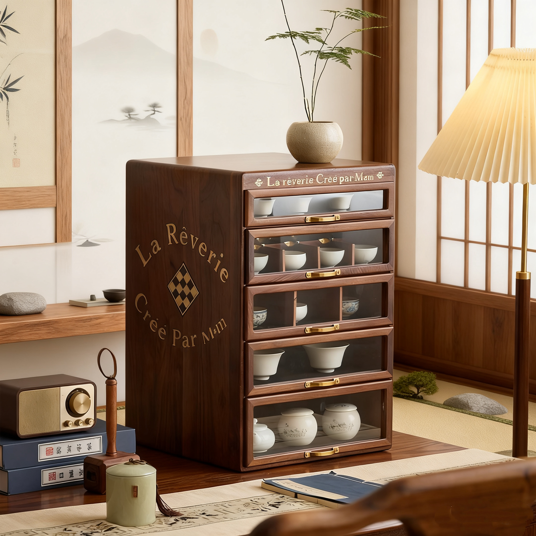 【爆款五抽】北美黑胡桃木牙科柜茶具柜原木首饰文玩茶具收纳柜