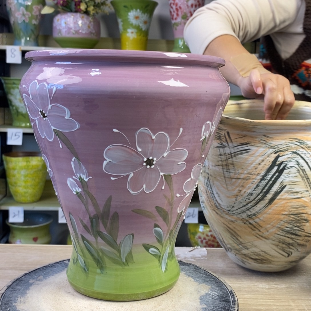 景德镇手工手绘陶瓷花盆