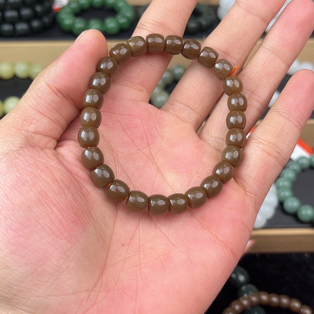 和田玉手串未镶嵌纯天然新疆和田玉且末糖8mm