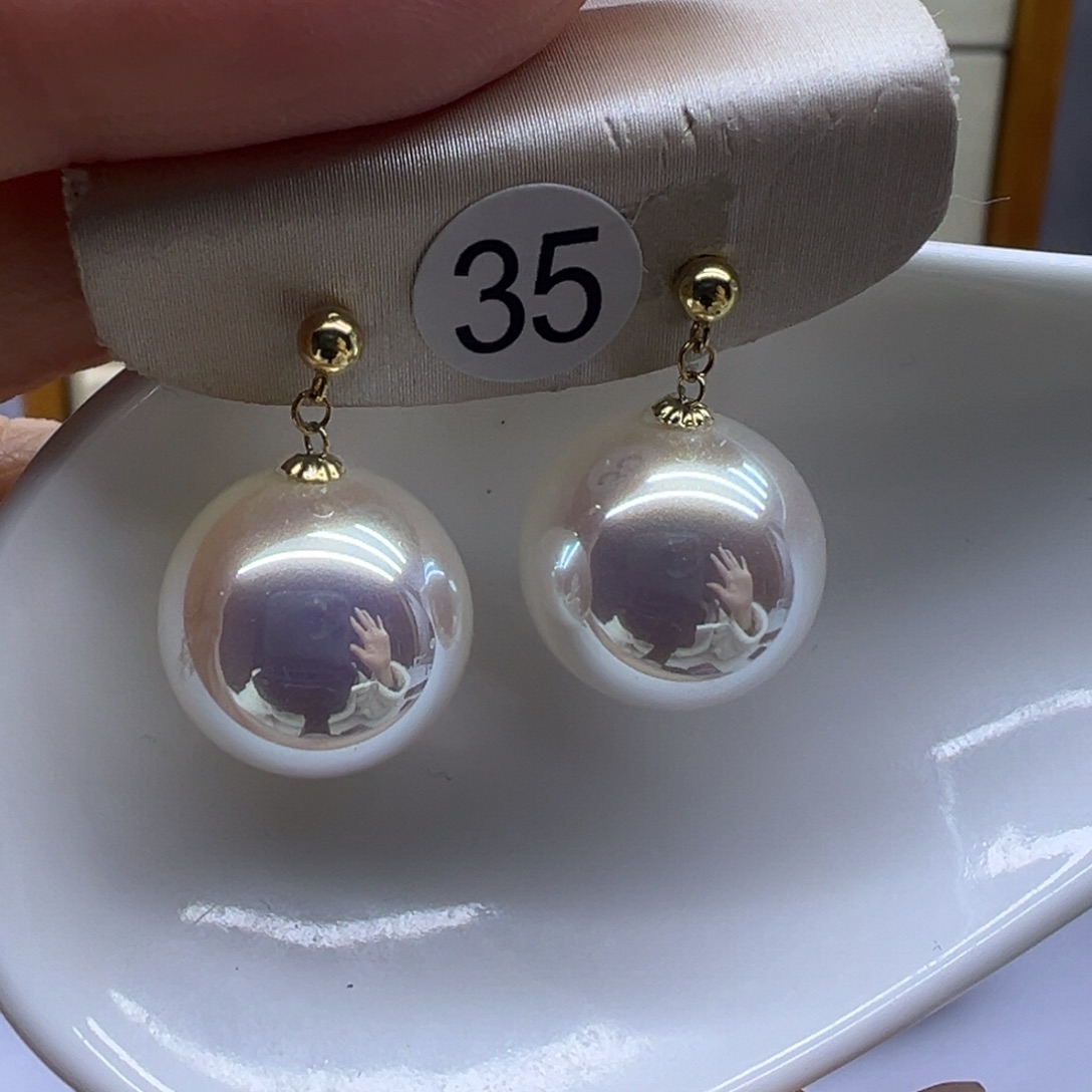 18K金镶嵌淡水珍珠耳饰