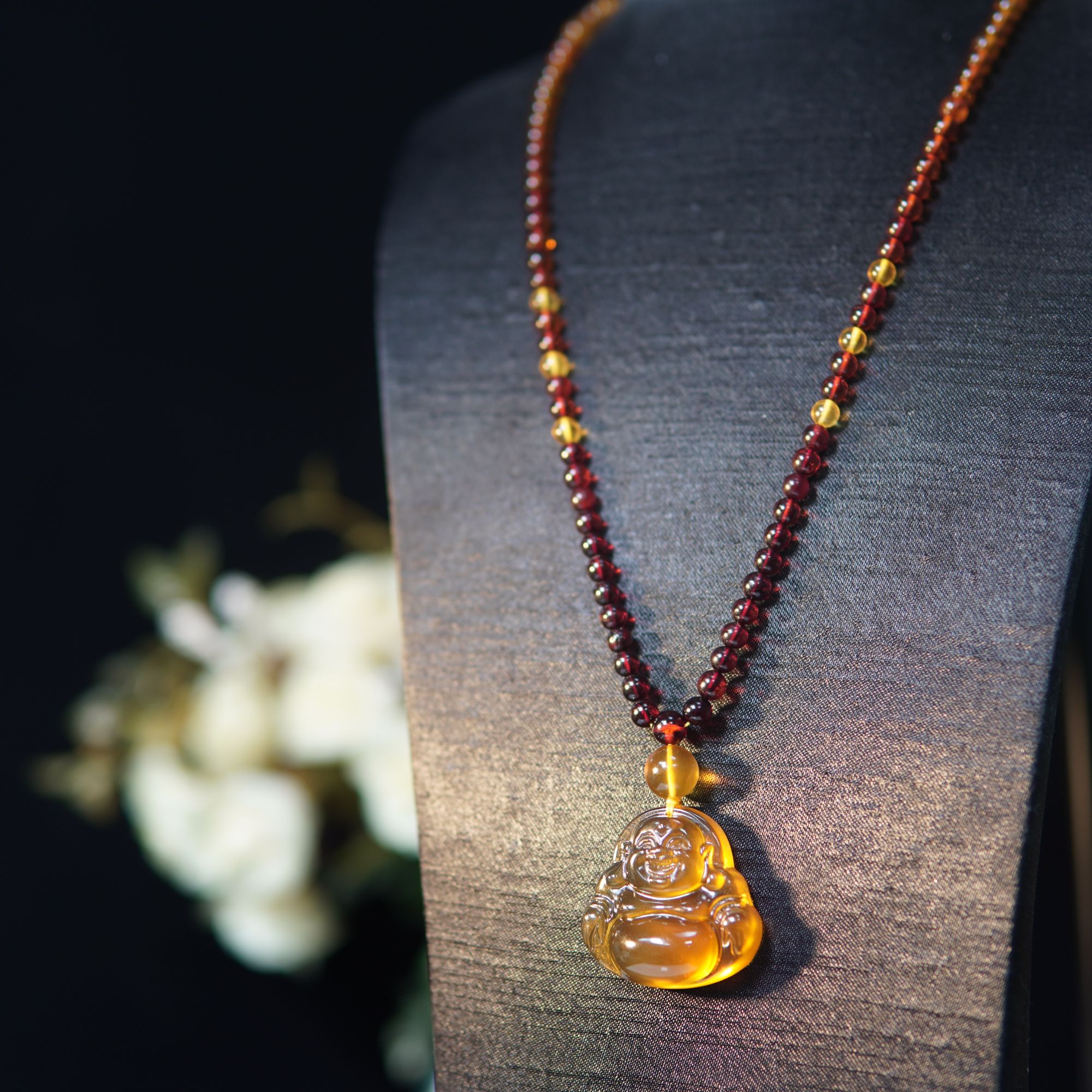 福利专属-天然缅甸灵草珀佛公项链时尚精美渐变彩虹项链