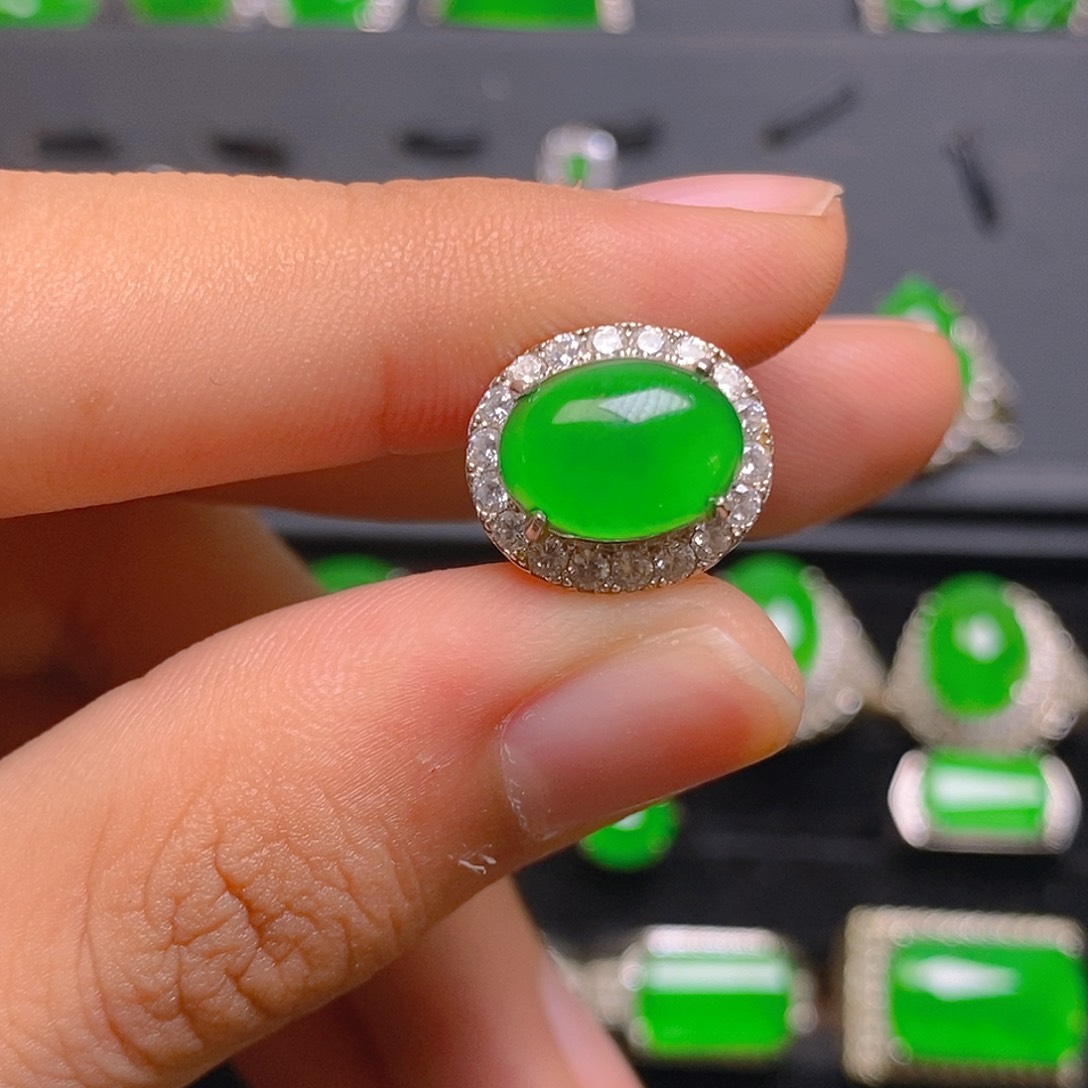 银S925镶嵌戒指翡翠戒指