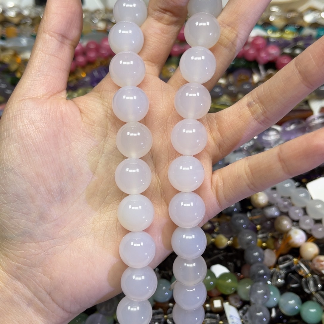 L***l玛瑙/玉髓散珠卡14荔枝冻白玛瑙