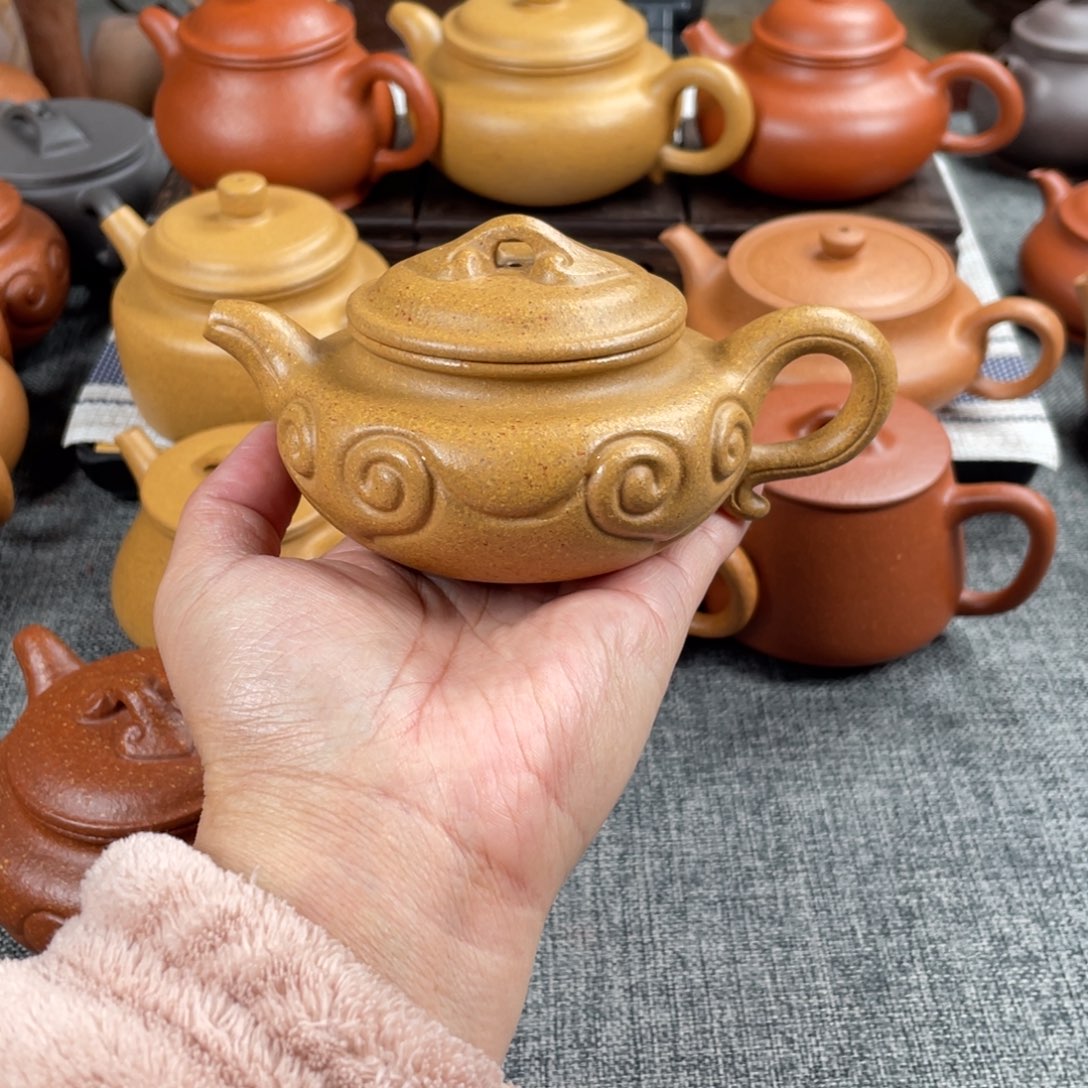 紫砂茶壶黄金段仿古如意全手30目170