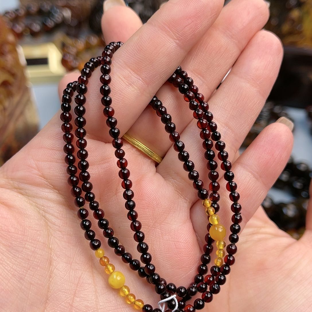 琥珀手链未镶嵌海珀血珀项链小尺寸3m+