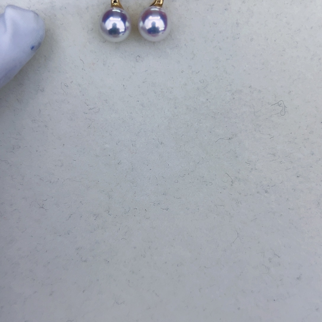 海水珍珠海水akoya高跟鞋耳勾7.5-8mm18有***子