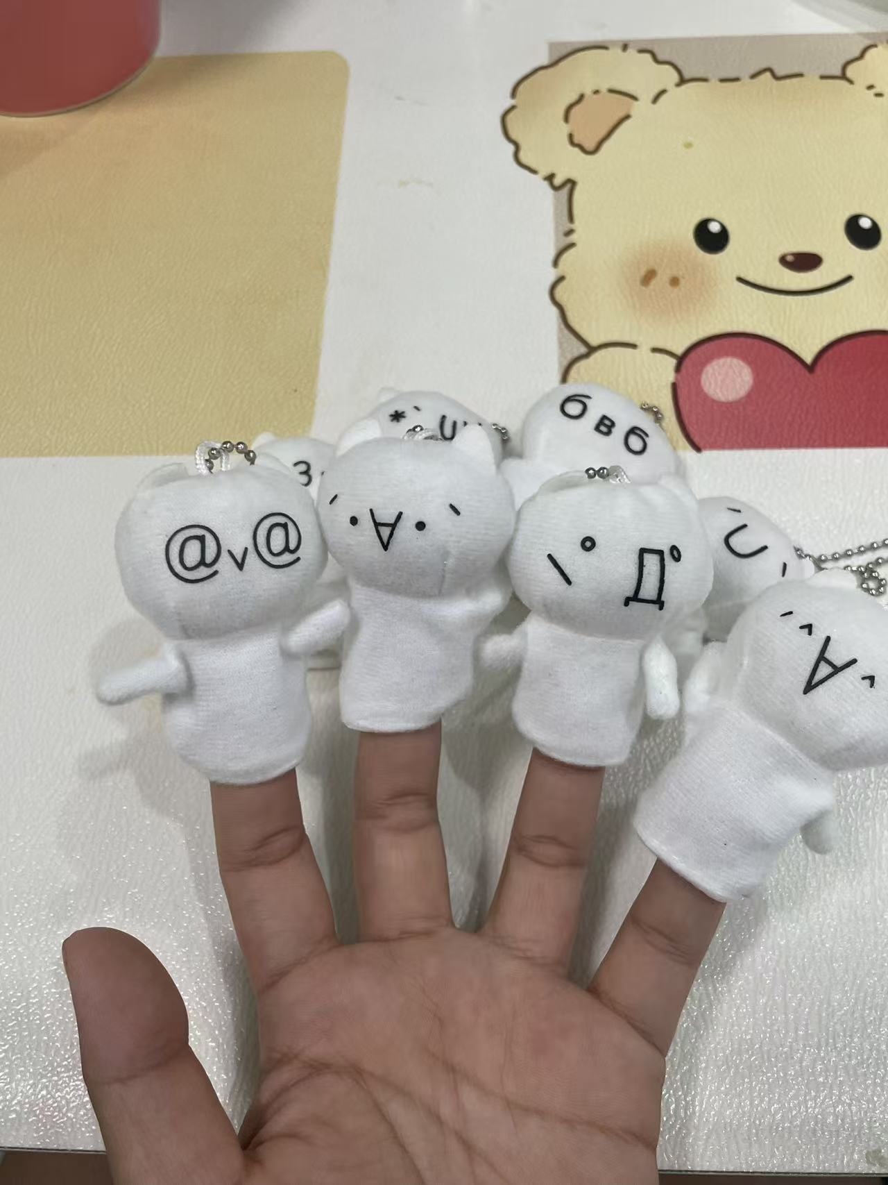 中古颜文字猫小公仔毛绒指偶包包挂饰钥匙扣
