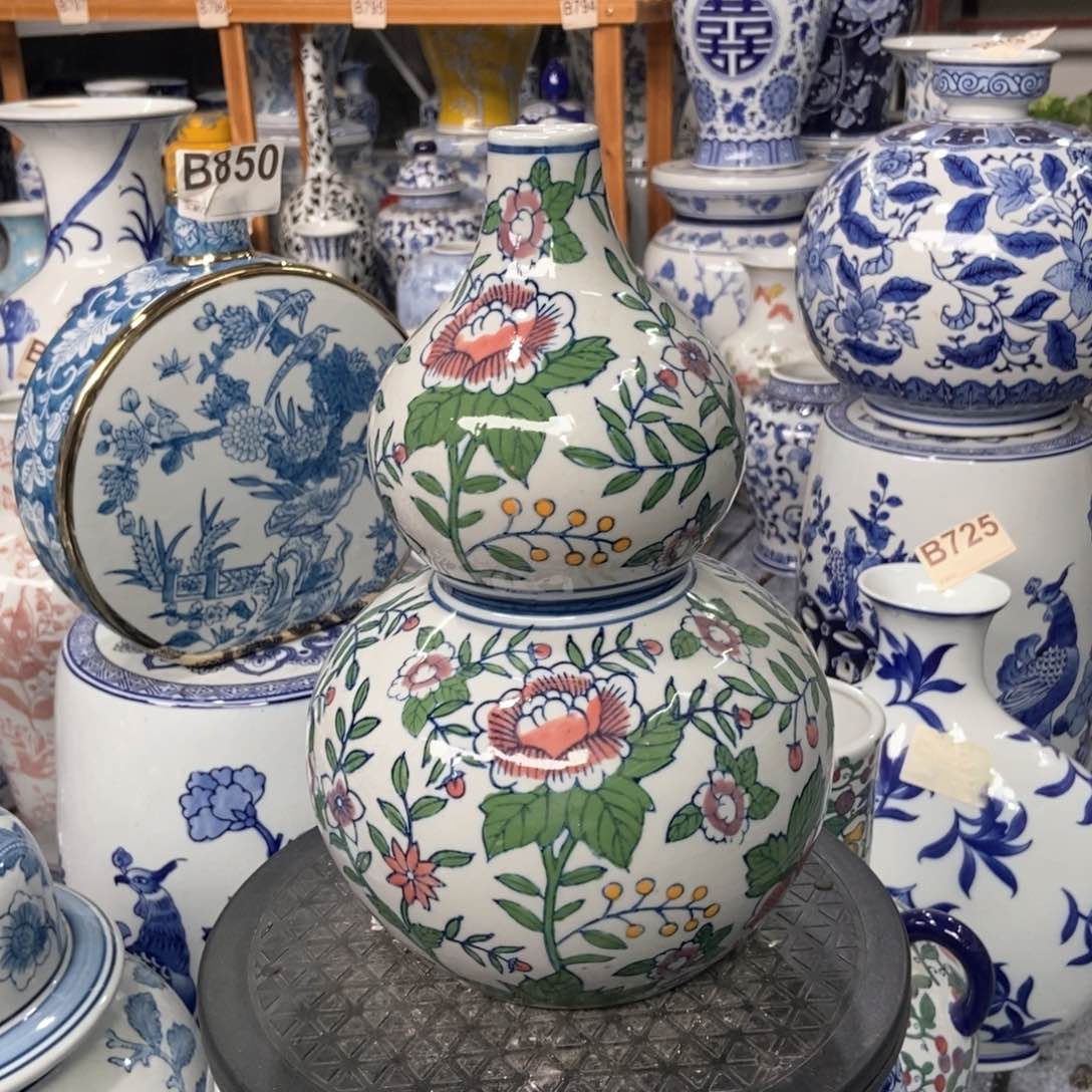 摆件葫芦手绘釉下彩