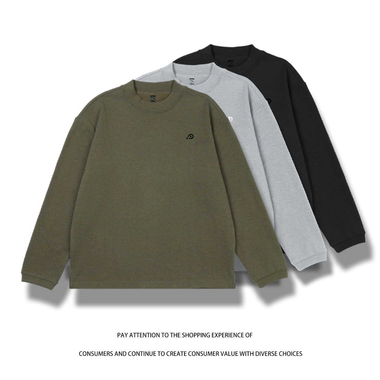 2025春秋款碳素磨毛男士纯色圆领长袖宽松百搭打底衫卫衣T恤