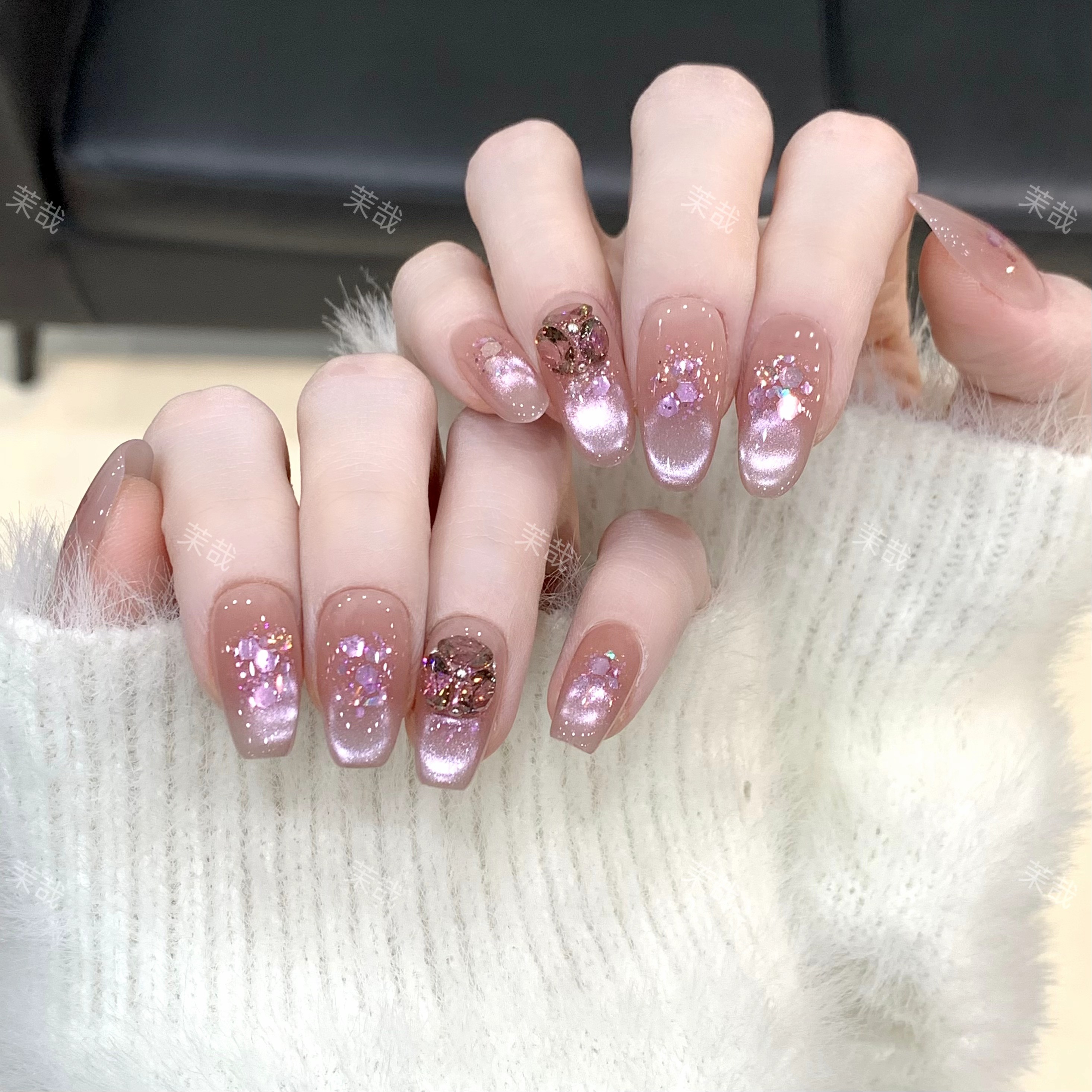茉哉现货【紫梦星河】纯手工定制拆卸穿戴甲A4426