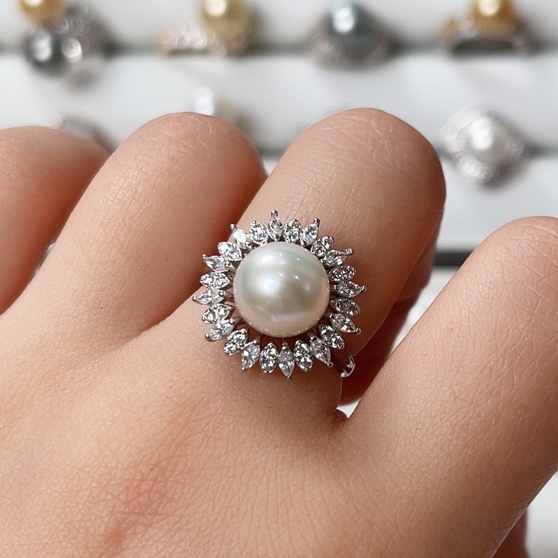 淡水珍珠戒指银S925镶嵌