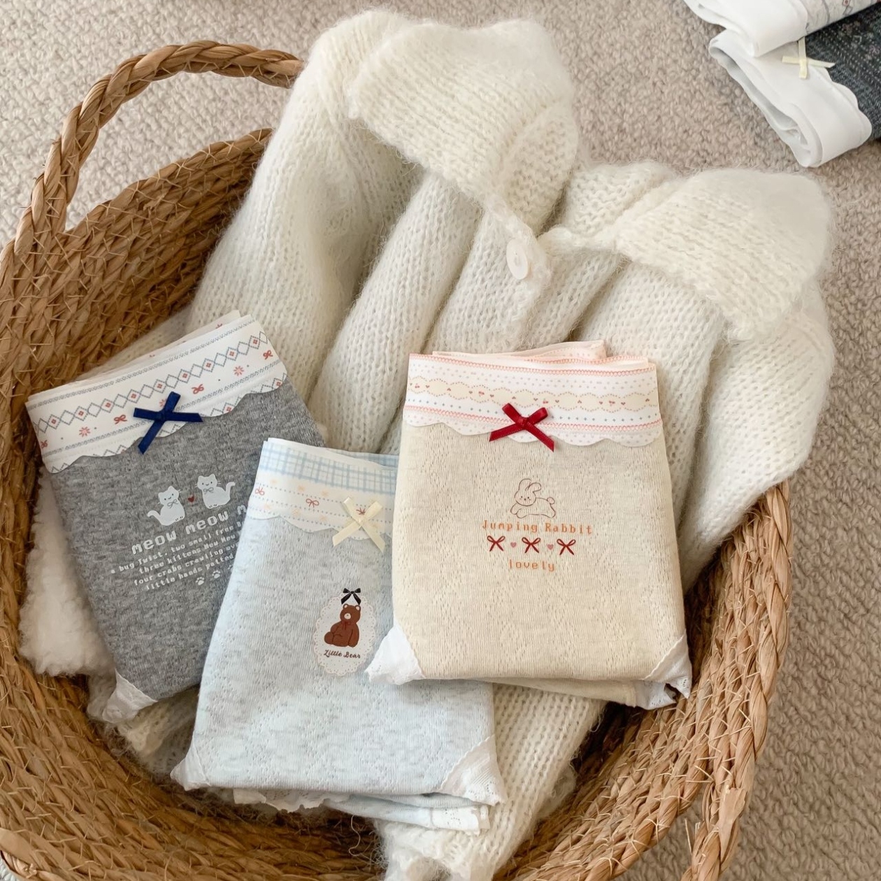 中腰女士三角内裤加长底裆蕾丝花边舒适透气亲肤包臀少女