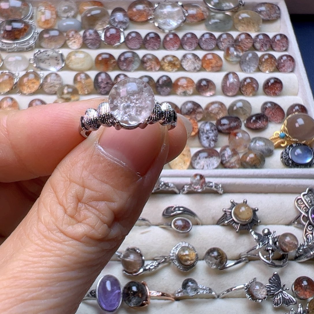 豆****戒指水晶银S925镶嵌