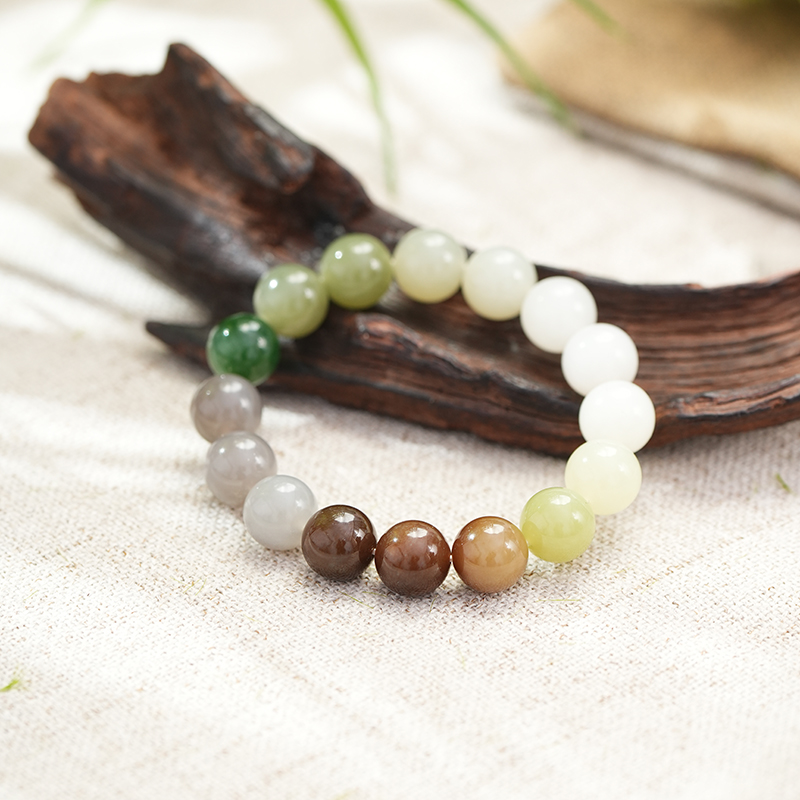 【鑫浩矿业】新疆和田玉多宝卡12手串一条 福利款 女士百搭气质