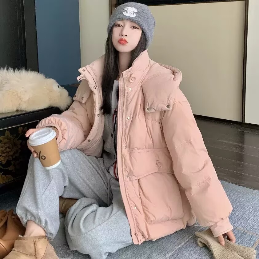 202新款冬季韩版短款宽松连帽中长款加厚过膝外套女保暖